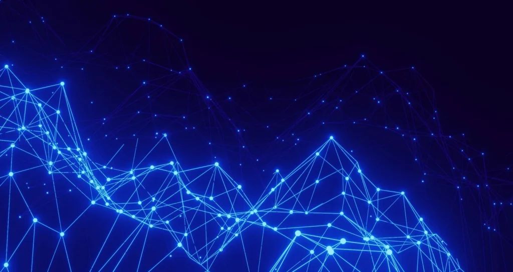 Blue points and connecting lines against a dark background